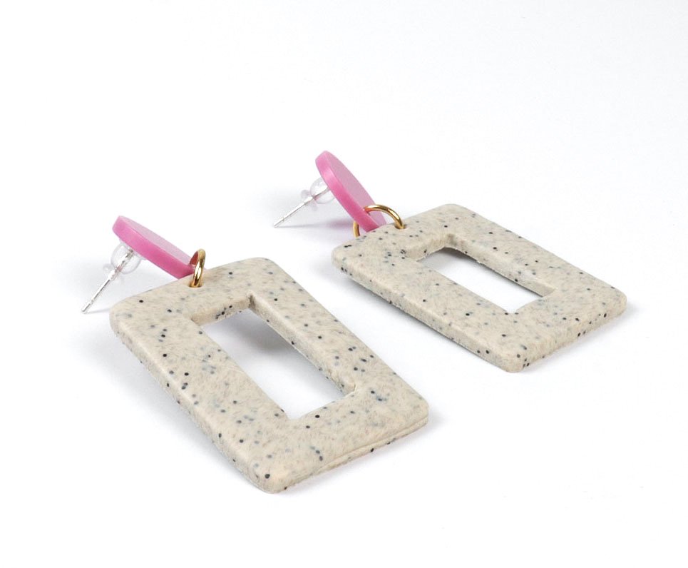 Χειροποίητα σκουλαρίκια από πολυμερή πηλό και ατσάλινα στοιχεία