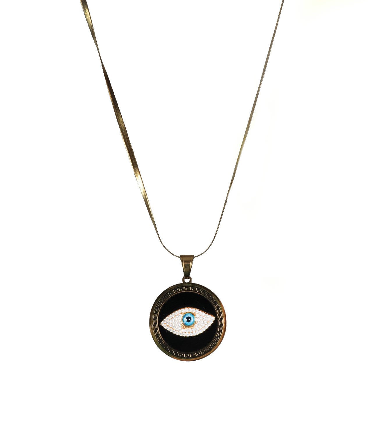 Μενταγιόν ατσάλινο με μάτι και αλυσίδα snake από ατσάλι